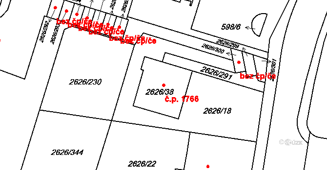 Předměstí 1766, Opava na parcele st. 2626/38 v KÚ Opava-Předměstí, Katastrální mapa