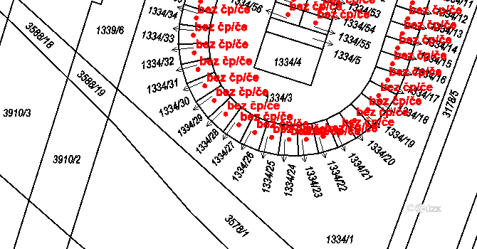 Čelákovice 46117822 na parcele st. 1334/27 v KÚ Čelákovice, Katastrální mapa
