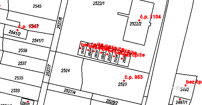 Moravská Třebová 46395822 na parcele st. 2522/6 v KÚ Moravská Třebová, Katastrální mapa