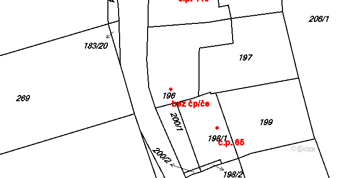 Klobouky u Brna 47066822 na parcele st. 196 v KÚ Bohumilice, Katastrální mapa