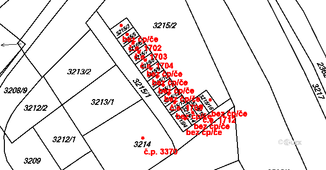 Chomutov 1708 na parcele st. 3215/11 v KÚ Chomutov I, Katastrální mapa