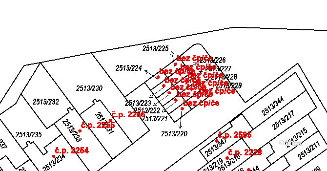 Praha 50479822 na parcele st. 2513/223 v KÚ Dejvice, Katastrální mapa