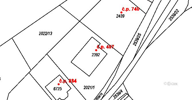 Beroun-Závodí 497, Beroun na parcele st. 2392 v KÚ Beroun, Katastrální mapa