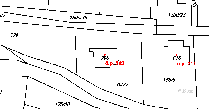 Čisovice 212 na parcele st. 790 v KÚ Čisovice, Katastrální mapa