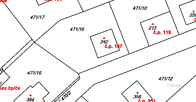 Žďár nad Metují 147 na parcele st. 242 v KÚ Žďár nad Metují, Katastrální mapa
