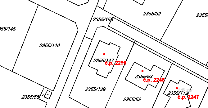 Předměstí 2296, Litoměřice na parcele st. 2355/147 v KÚ Litoměřice, Katastrální mapa