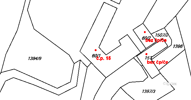 Herbertov 15, Vyšší Brod na parcele st. 60/1 v KÚ Herbertov, Katastrální mapa