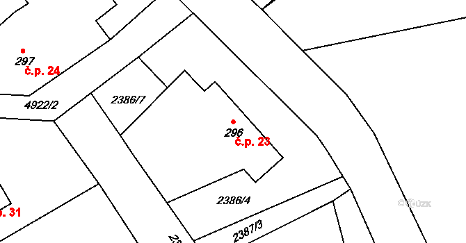 Rytov 23, Černovice na parcele st. 296 v KÚ Černovice u Tábora, Katastrální mapa