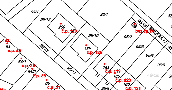 Količín 125, Holešov na parcele st. 180 v KÚ Količín, Katastrální mapa