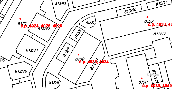 Kroměříž 4033,4034 na parcele st. 6130 v KÚ Kroměříž, Katastrální mapa