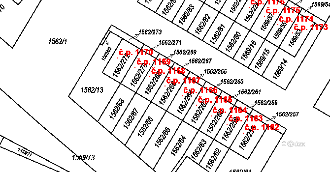Ďáblice 1167, Praha na parcele st. 1562/266 v KÚ Ďáblice, Katastrální mapa