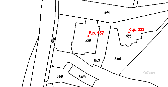 Radošov 157, Kyselka na parcele st. 226 v KÚ Radošov u Kyselky, Katastrální mapa