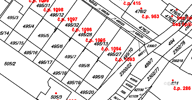 Svatobořice 1094, Svatobořice-Mistřín na parcele st. 495/13 v KÚ Svatobořice, Katastrální mapa