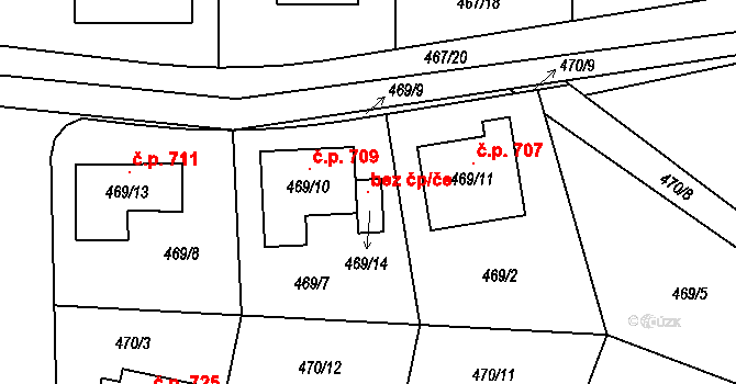 Srubec 146977823 na parcele st. 469/14 v KÚ Srubec, Katastrální mapa