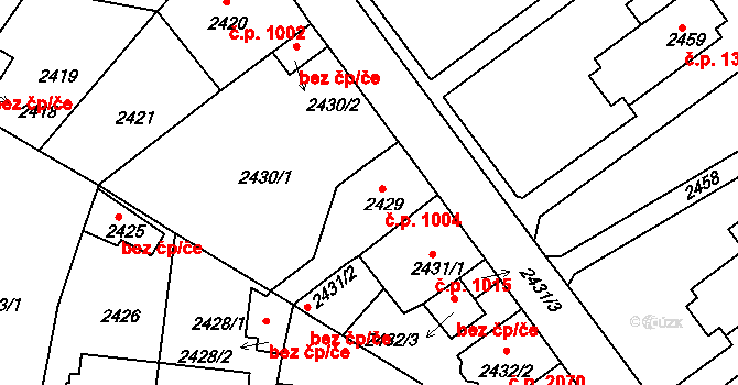 Tachov 1004 na parcele st. 2429 v KÚ Tachov, Katastrální mapa