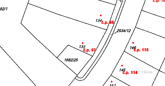 Pavlíkov 97 na parcele st. 133 v KÚ Pavlíkov, Katastrální mapa
