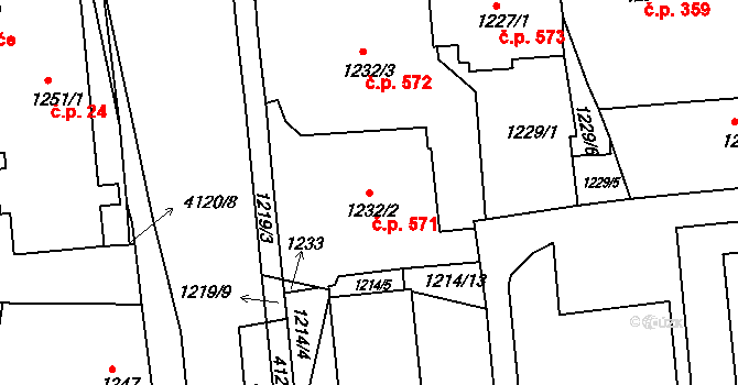 Podmoklice 571, Semily na parcele st. 1214/5 v KÚ Semily, Katastrální mapa
