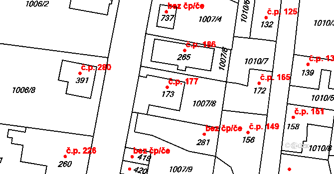 Dražejov 177, Strakonice na parcele st. 173 v KÚ Dražejov u Strakonic, Katastrální mapa