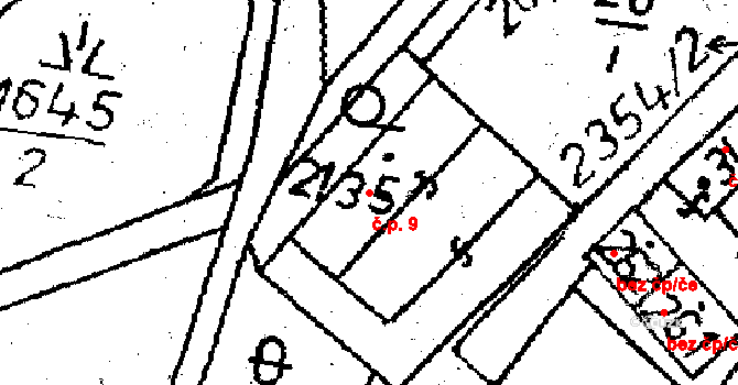 Těmice 9 na parcele st. 35 v KÚ Těmice u Kamenice nad Lipou, Katastrální mapa