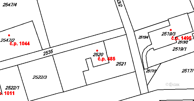 Frýdlant 485, Frýdlant nad Ostravicí na parcele st. 2520 v KÚ Frýdlant nad Ostravicí, Katastrální mapa