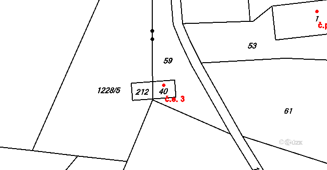 Zuklín 3, Strašín na parcele st. 40 v KÚ Zuklín, Katastrální mapa