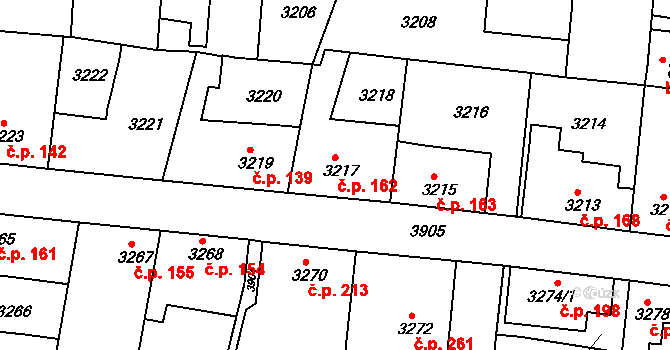 Modřany 162, Praha na parcele st. 3217 v KÚ Modřany, Katastrální mapa