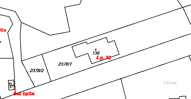 Babí 32, Trutnov na parcele st. 136 v KÚ Babí, Katastrální mapa