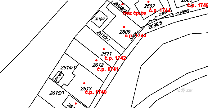 Záběhlice 1742, Praha na parcele st. 2611 v KÚ Záběhlice, Katastrální mapa