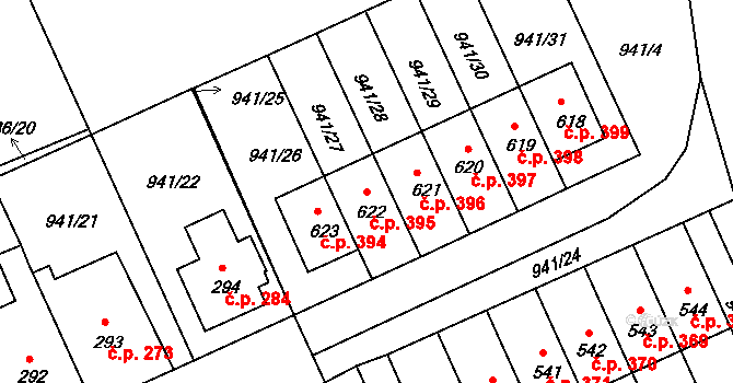 Hylváty 395, Ústí nad Orlicí na parcele st. 622 v KÚ Hylváty, Katastrální mapa