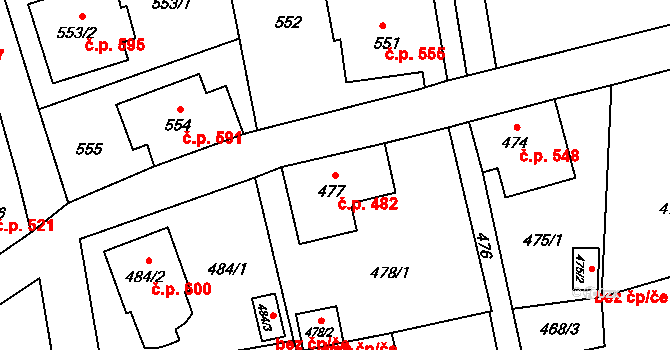 Šluknov 482 na parcele st. 477 v KÚ Šluknov, Katastrální mapa