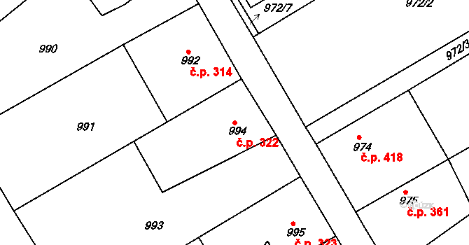 Kluč 322, Habartov na parcele st. 994 v KÚ Habartov, Katastrální mapa