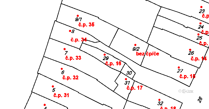 Jemnice 16 na parcele st. 29 v KÚ Jemnice, Katastrální mapa