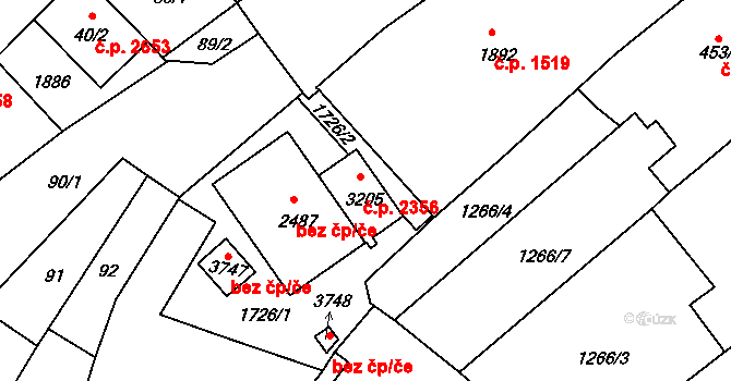 Říčany 2356 na parcele st. 3205 v KÚ Říčany u Prahy, Katastrální mapa