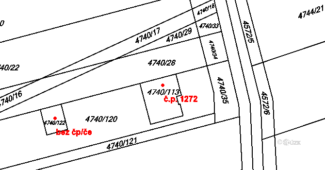 Vlčnov 1272 na parcele st. 4740/113 v KÚ Vlčnov, Katastrální mapa