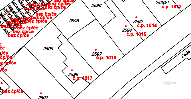 Bruntál 1016 na parcele st. 2597 v KÚ Bruntál-město, Katastrální mapa