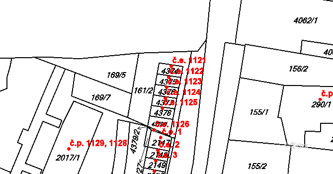 Kyjov 1123 na parcele st. 4376 v KÚ Kyjov, Katastrální mapa