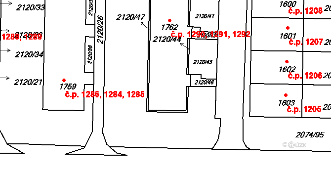Napajedla 1290,1291,1292 na parcele st. 1762 v KÚ Napajedla, Katastrální mapa