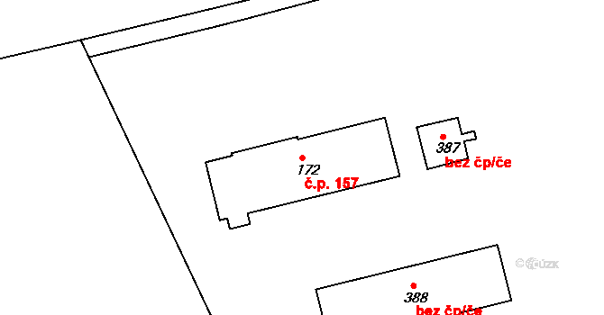 Hrádek na Vlárské dráze 157, Slavičín na parcele st. 172 v KÚ Hrádek na Vlárské dráze, Katastrální mapa