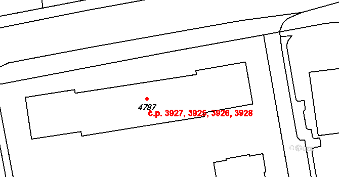 Zlín 3925,3926,3927,3928 na parcele st. 4787 v KÚ Zlín, Katastrální mapa