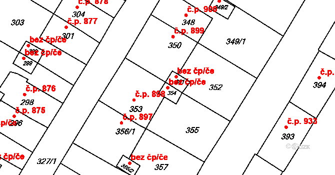 Jirkov 42851823 na parcele st. 354 v KÚ Jirkov, Katastrální mapa
