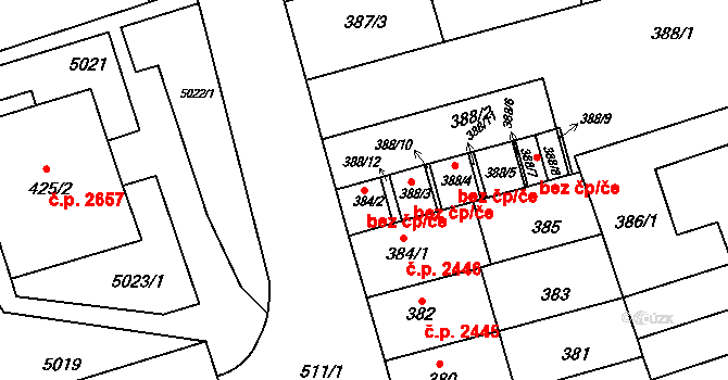 Brno 43302823 na parcele st. 388/12 v KÚ Královo Pole, Katastrální mapa