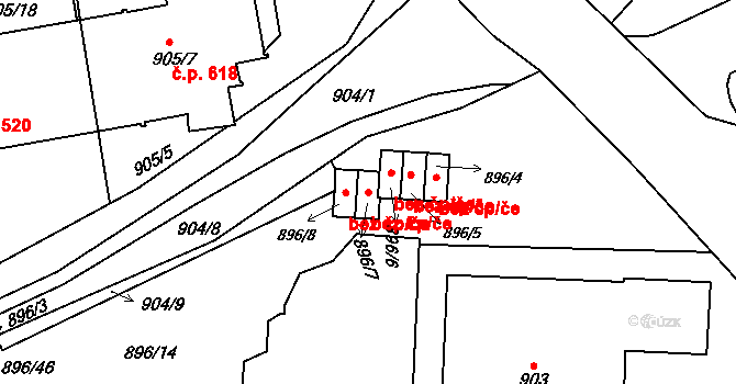 Brno 45576823 na parcele st. 896/7 v KÚ Horní Heršpice, Katastrální mapa