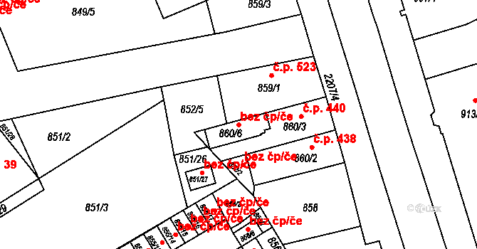 Třinec 46583823 na parcele st. 860/6 v KÚ Třinec, Katastrální mapa