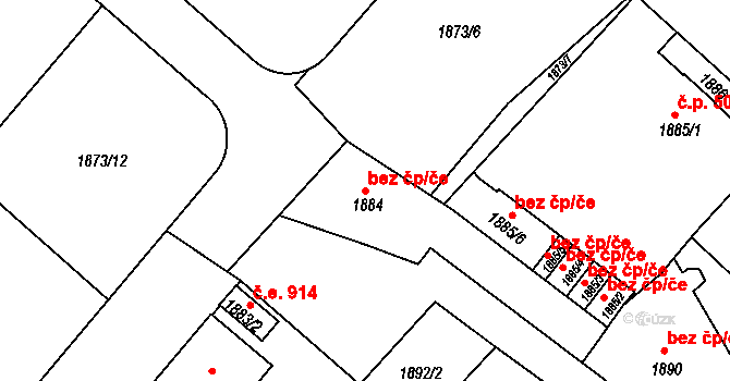 Děčín 47109823 na parcele st. 1884 v KÚ Podmokly, Katastrální mapa