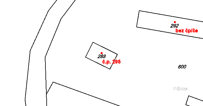 Teplice nad Metují 295 na parcele st. 288 v KÚ Teplice nad Metují, Katastrální mapa