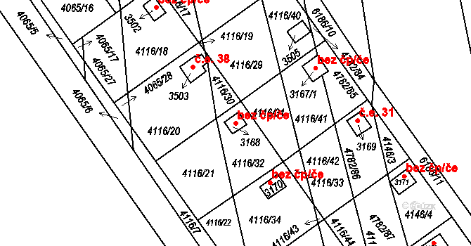 Polička 49065823 na parcele st. 3168 v KÚ Polička, Katastrální mapa