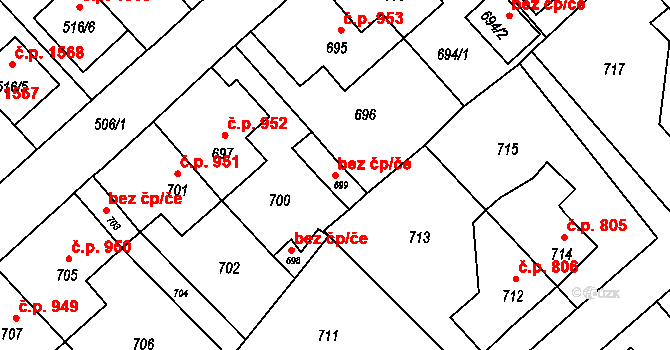 Jirkov 49719823 na parcele st. 699 v KÚ Jirkov, Katastrální mapa