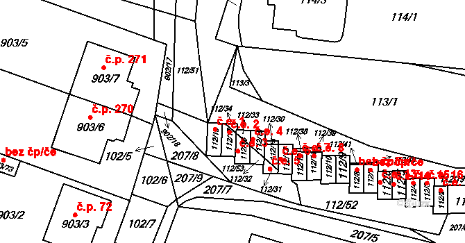 Vícemilice 3, Bučovice na parcele st. 112/16 v KÚ Vícemilice, Katastrální mapa