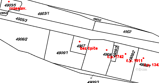 Litoměřice 50499823 na parcele st. 4907 v KÚ Litoměřice, Katastrální mapa