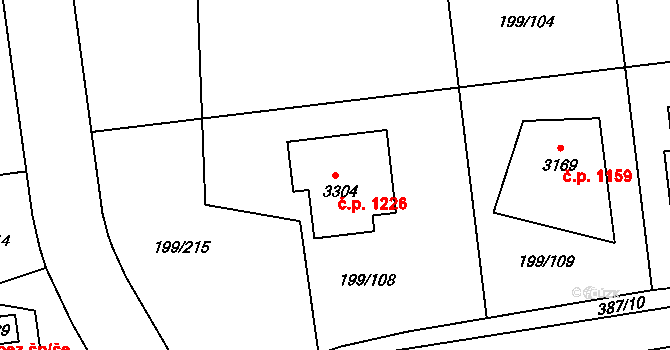 Sezimovo Ústí 1226 na parcele st. 3304 v KÚ Sezimovo Ústí, Katastrální mapa